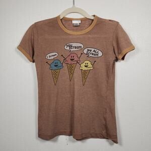 Vintage Ice Cream You Scream Baby Tee Funny Obscure Shirt Savvy Small Brown